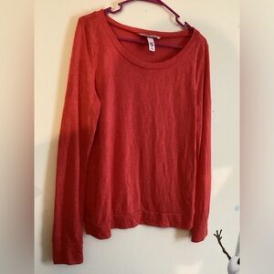 Victorias Secret Relaxed Long Slv Viscose Scoop Neck Lounge Top Shirt Size S Red